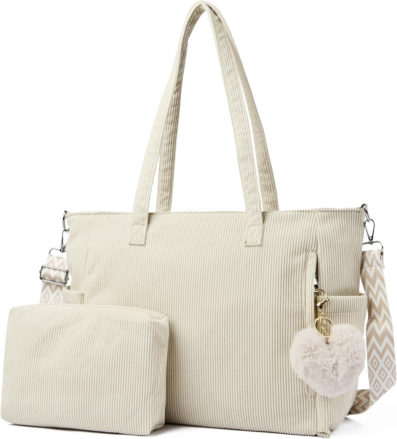 Detalle de Makukke Corduroy ribfluwelen shopper met ritssluiting, 44 x 32 x 16 cm