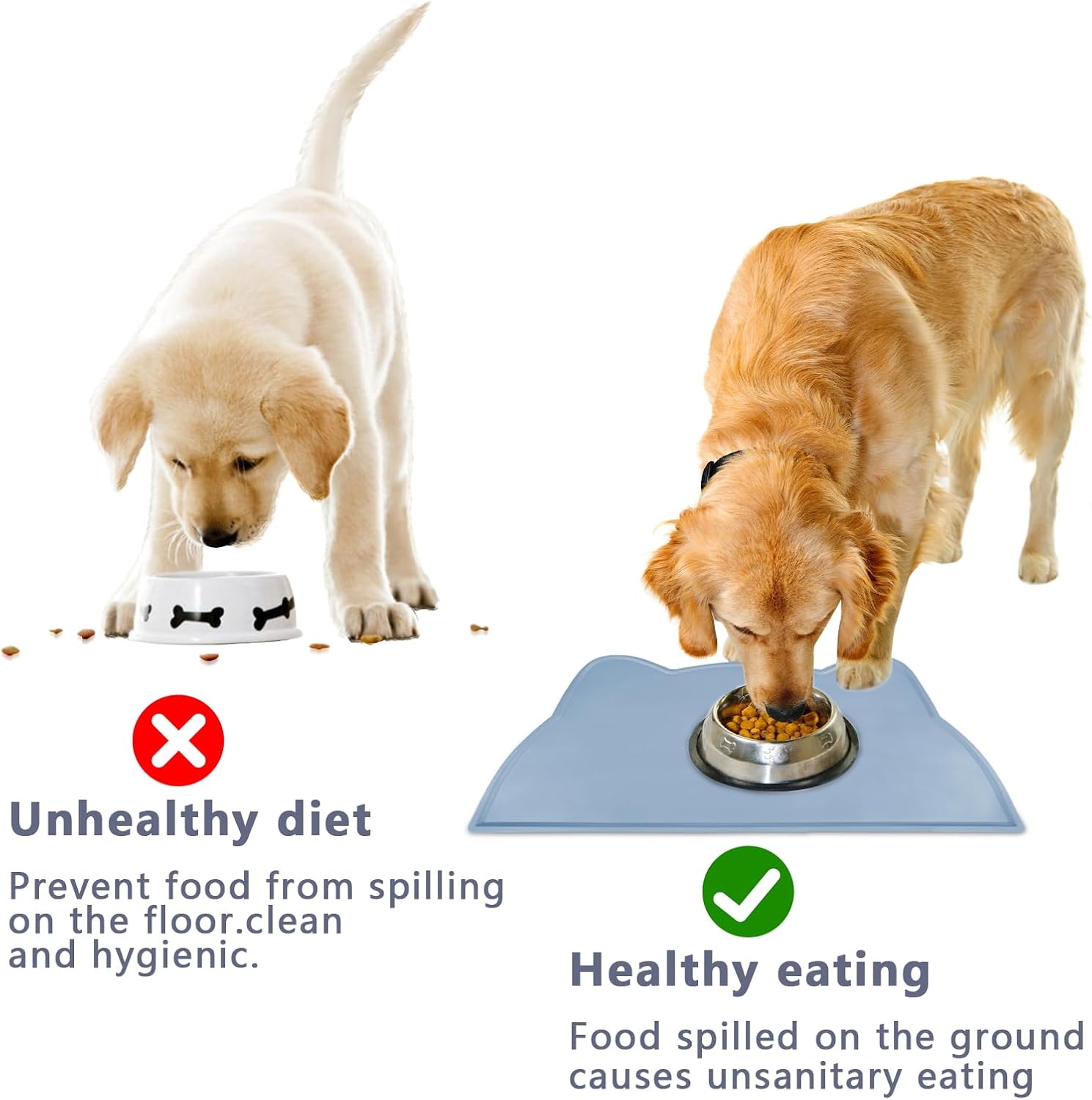 Detalle de Emwel Cat Food Mat: Thin Silicone Bowls Placemat for Small Cats