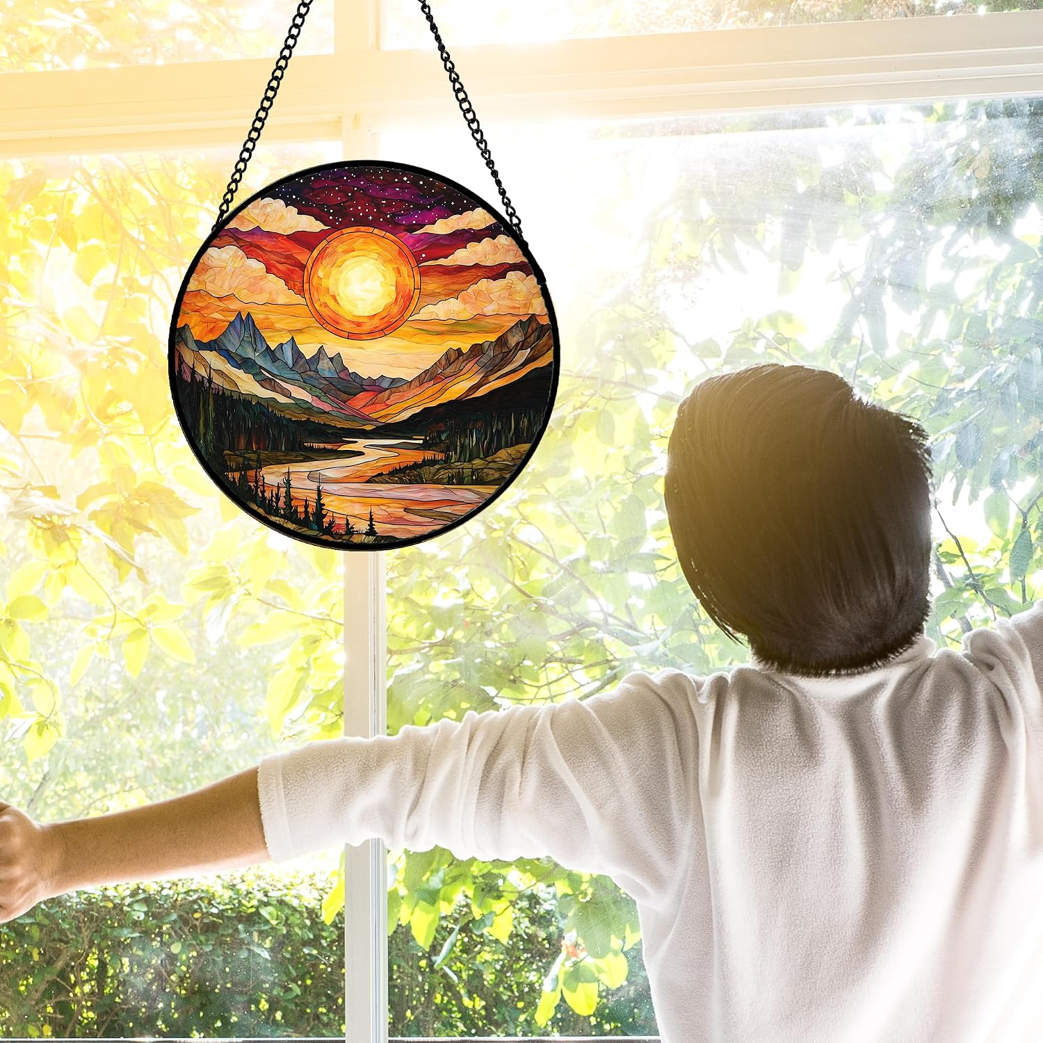 Detalle de Stained Glass Window Suncatcher, 9.8-inch