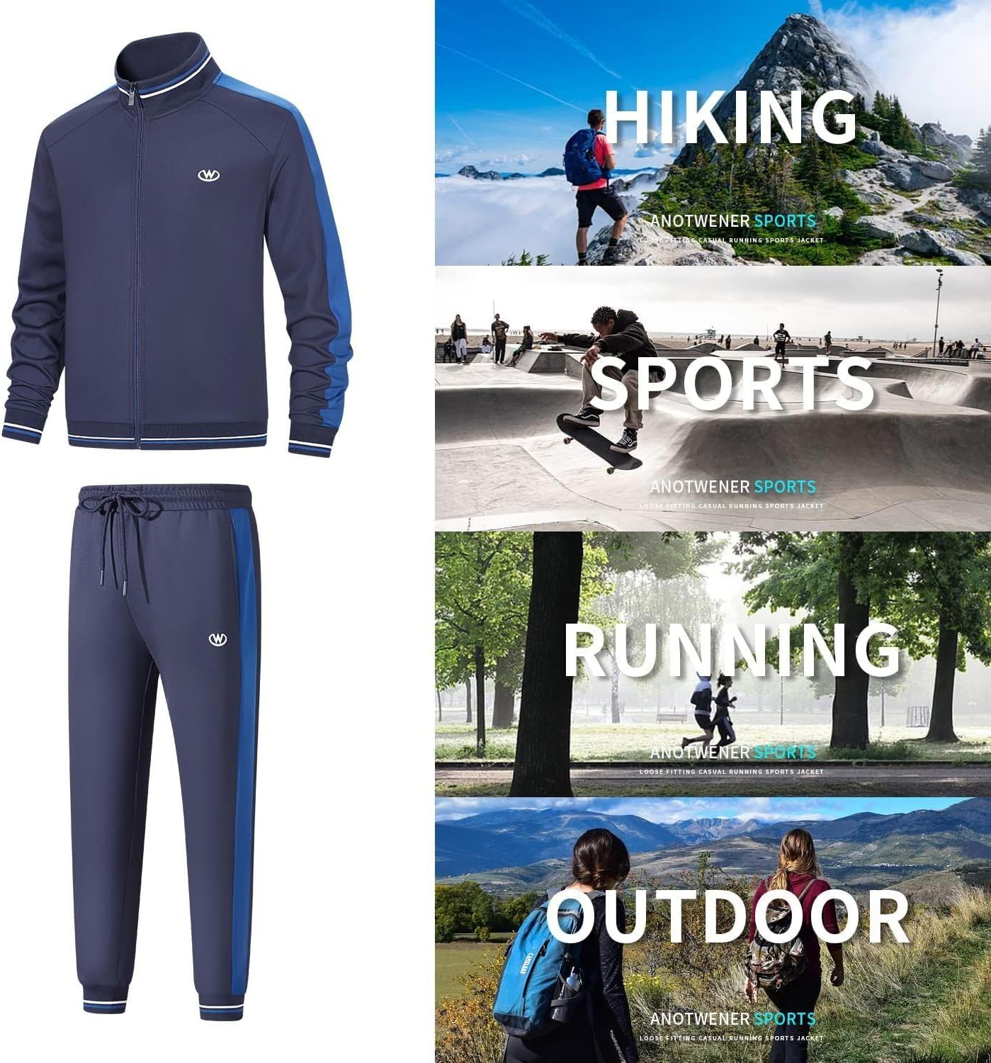 Detalle de wiebdncj Herren Trainingsanzug im 2-Teile-Set (Langarm) mit Jacke und Hose