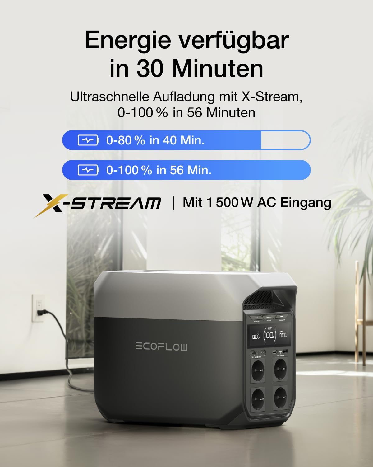 Thumbnail 1 de EF ECOFLOW DELTA 3 Tragbare Powerstation – 1024 Wh, LiFePO4, Schnellladung, erweiterbar bis 5 kWh