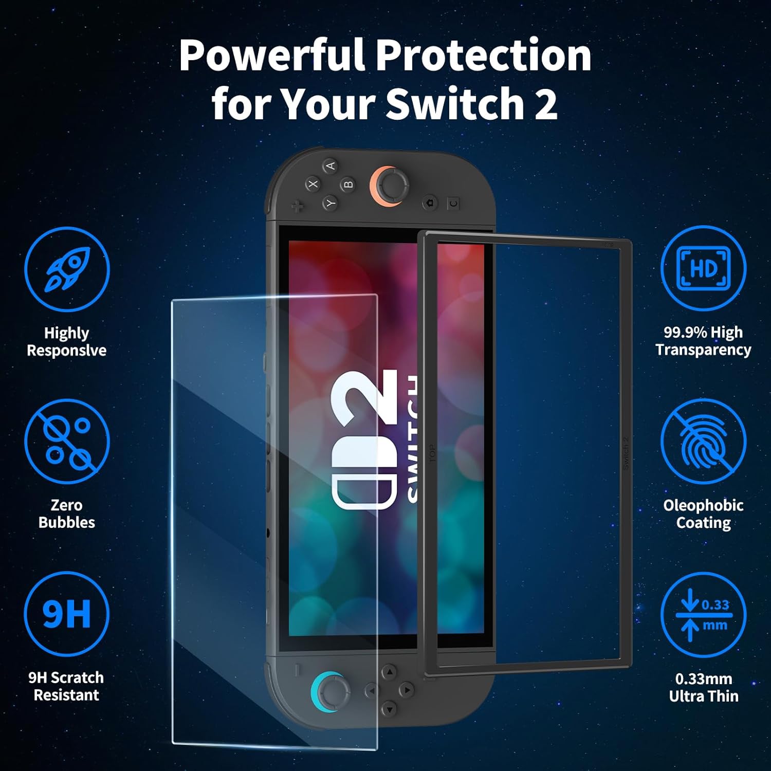 Thumbnail 2 de PALPOW 3-Pack Tempered Glass Screen Protector for Nintendo Switch 2 with Auto-Alignment, 9H Glass, Ultra-Clear