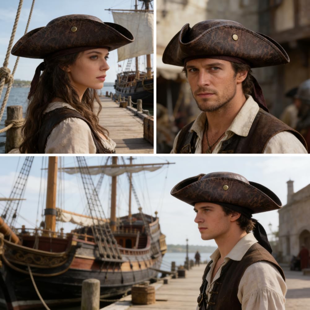 Thumbnail 4 de XGOPTS Pirate Hat Classic Brown Tricorn