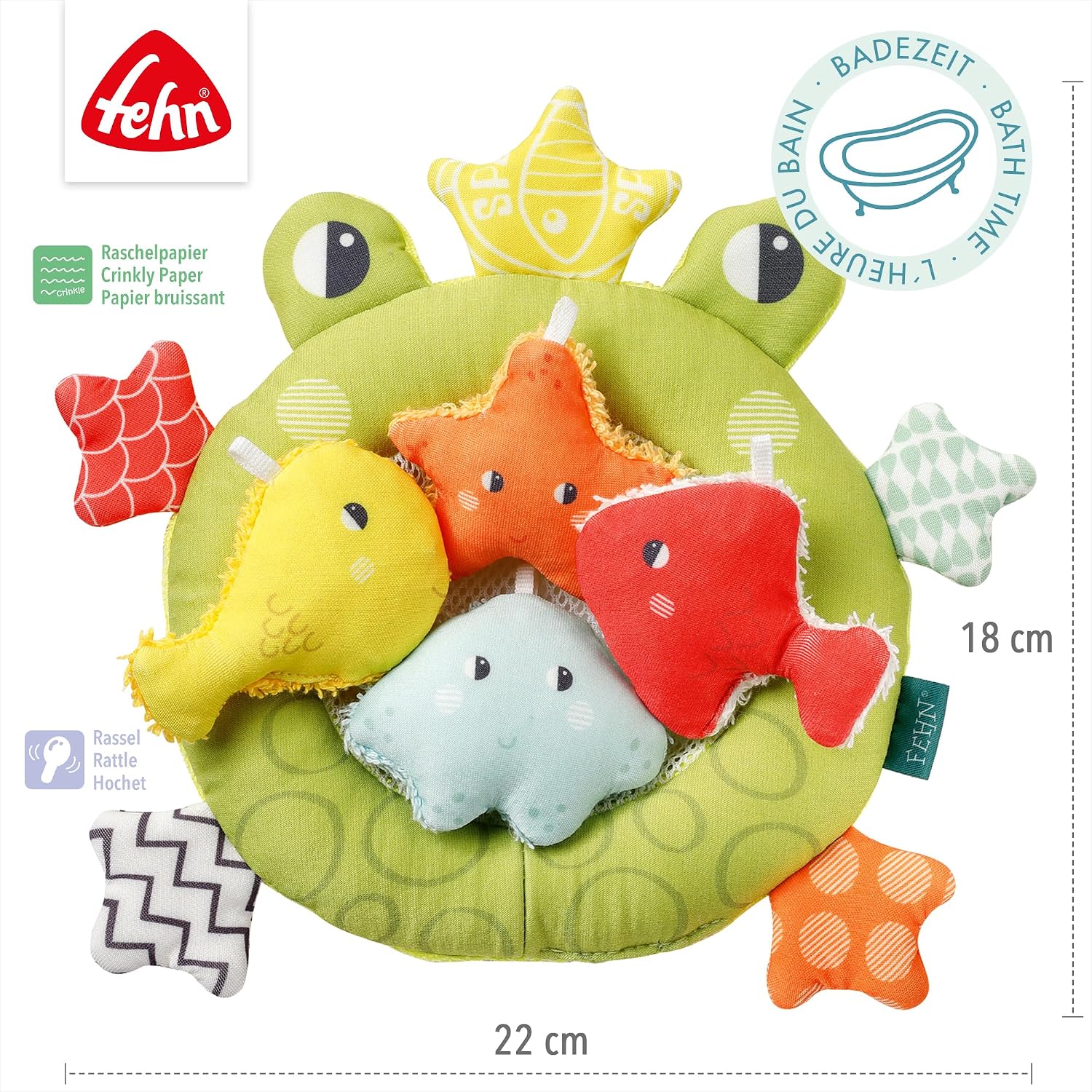 Detalle 1 de Fehn Badetier Frosch Badekescher 15 cm