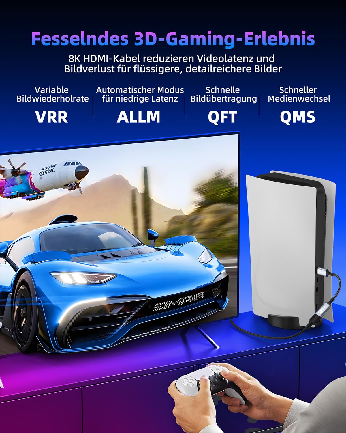 Detalle 2 de ZEENVIC HDMI Verlängerungskabel 1M 48Gbps