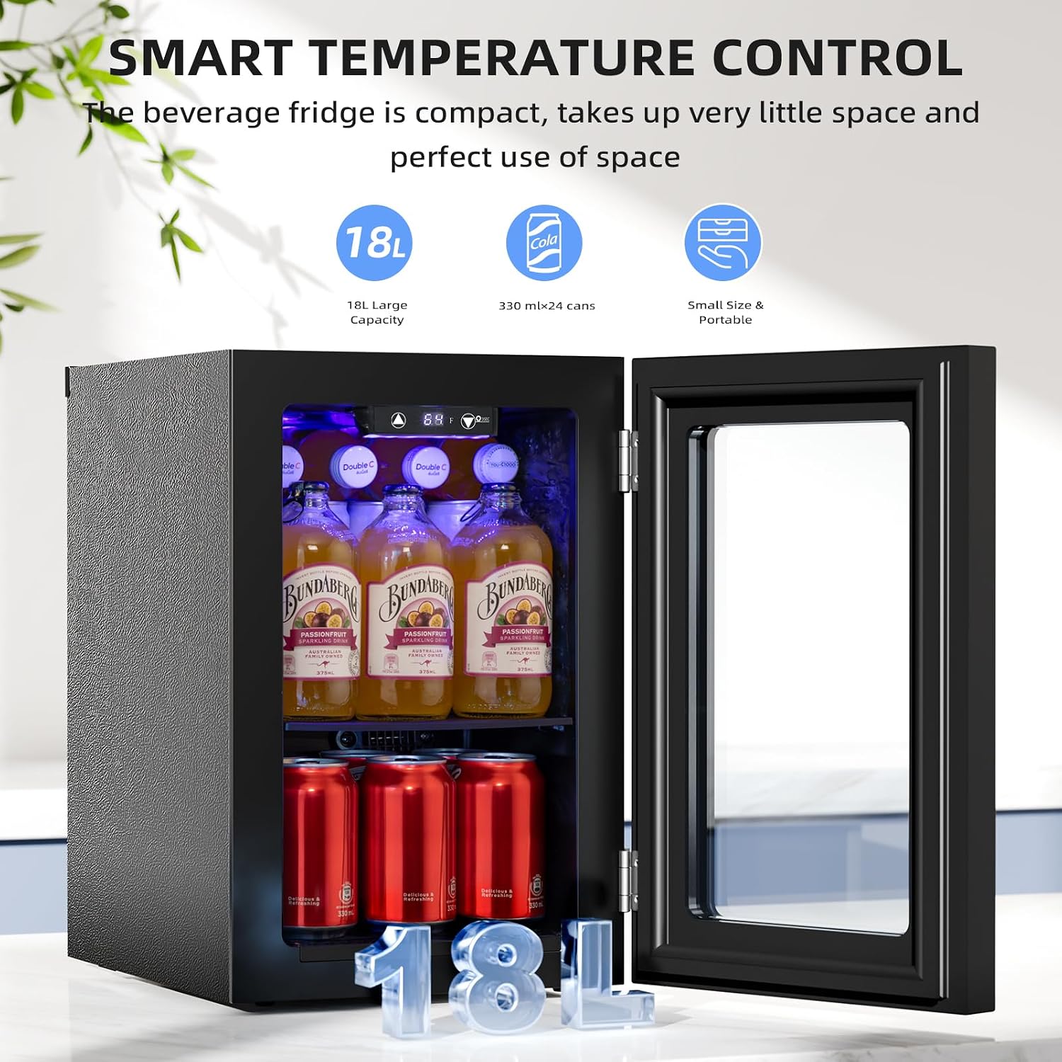Thumbnail 1 de Antarctic Star 18L Mini Fridge, 24-Can Beverage Cooler with LED Light