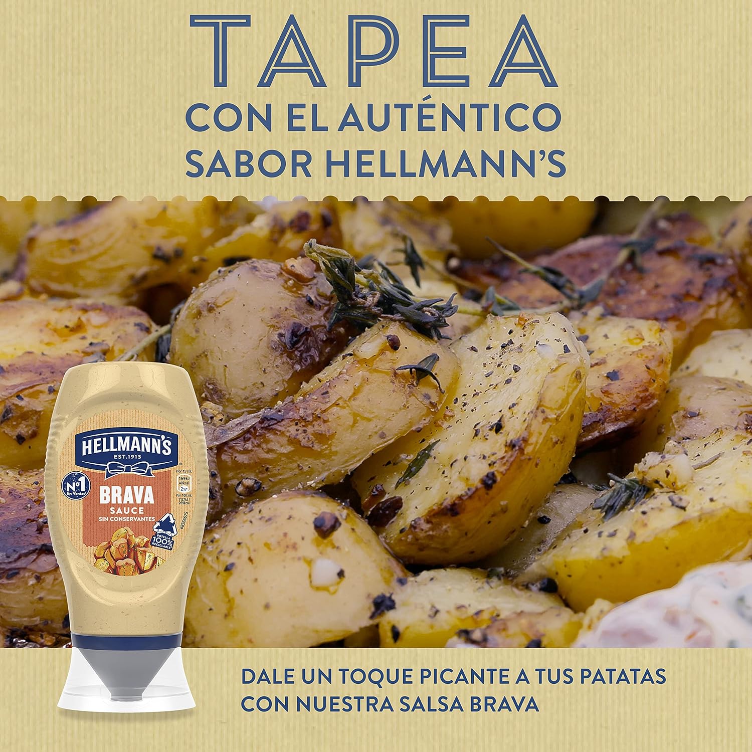 Detalle 2 de Hellmann's Salsa Brava Bocabajo 250ml Pack de 8 🌶