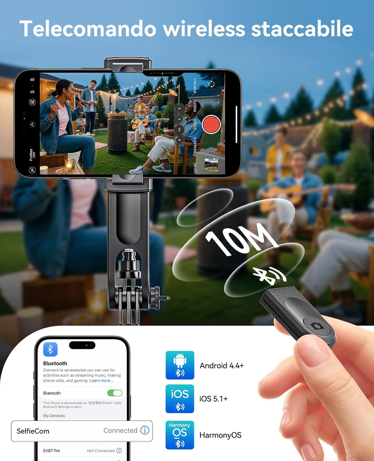 Detalle de ORICO Treppiede per Smartphone con Bastone Selfie, Telecontrollo Rimovibile e Telecamera Support