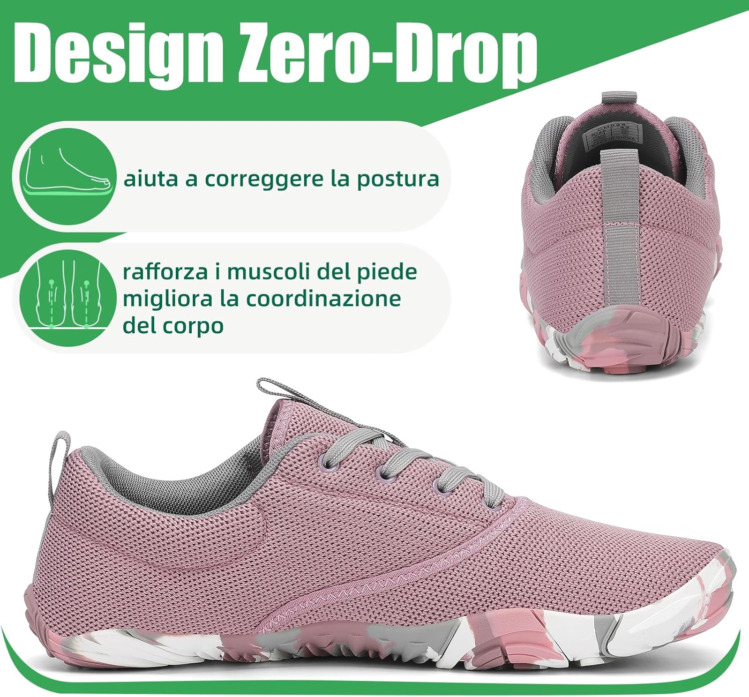 Detalle de SAGUARO Unisex Scarpe Minimaliste Leggere e Antiscivolo – suola 5 mm, wide toe box, taglie 36-48