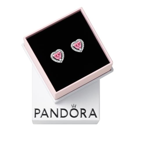 Detalle de Pandora Erhabenes rosafarbenes Herz Ohrstecker 298427C02 – 925-Sterling