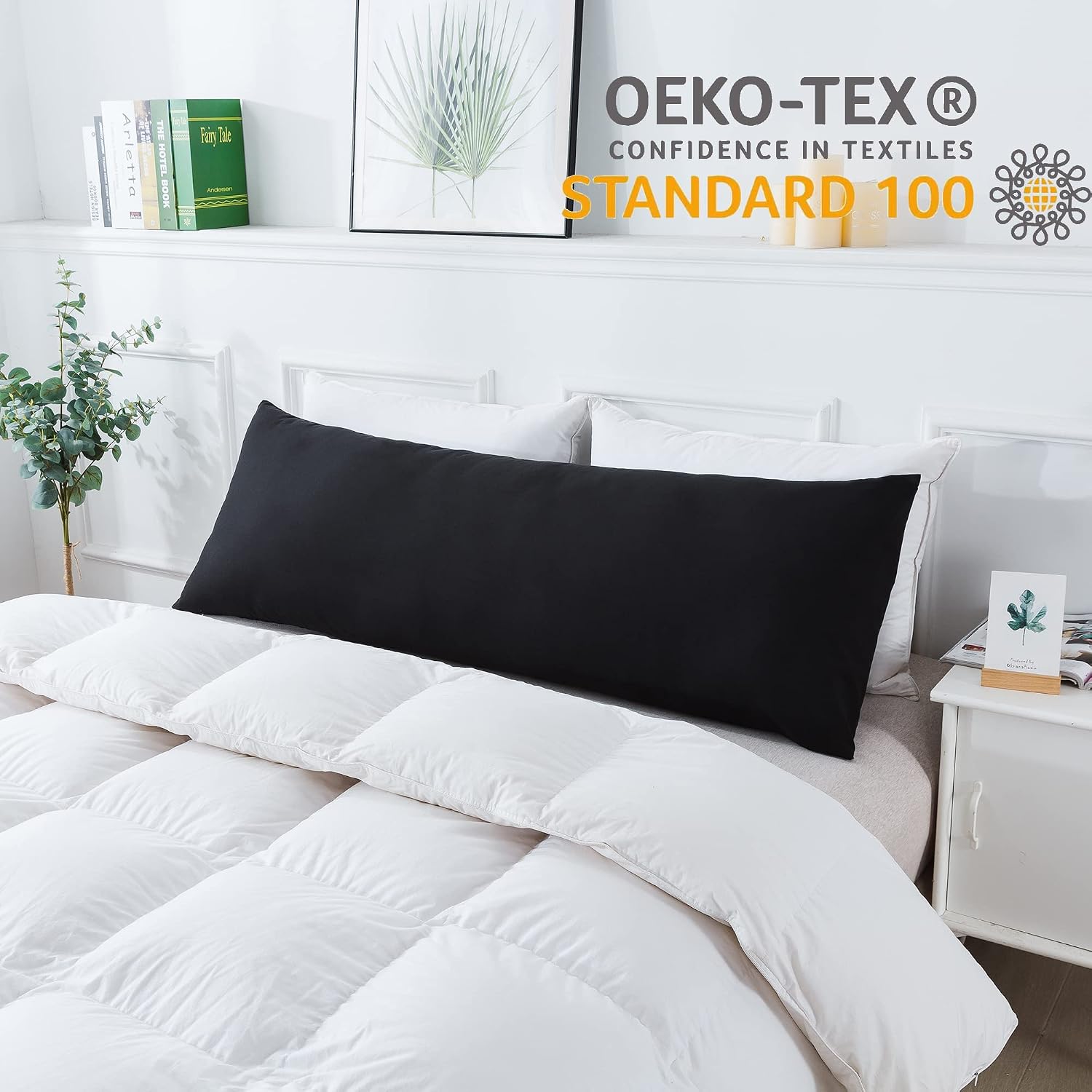 Detalle 2 de ELNIDO QUEEN 20 x 54-Inch Body Pillow with Black Polyester Pillowcase
