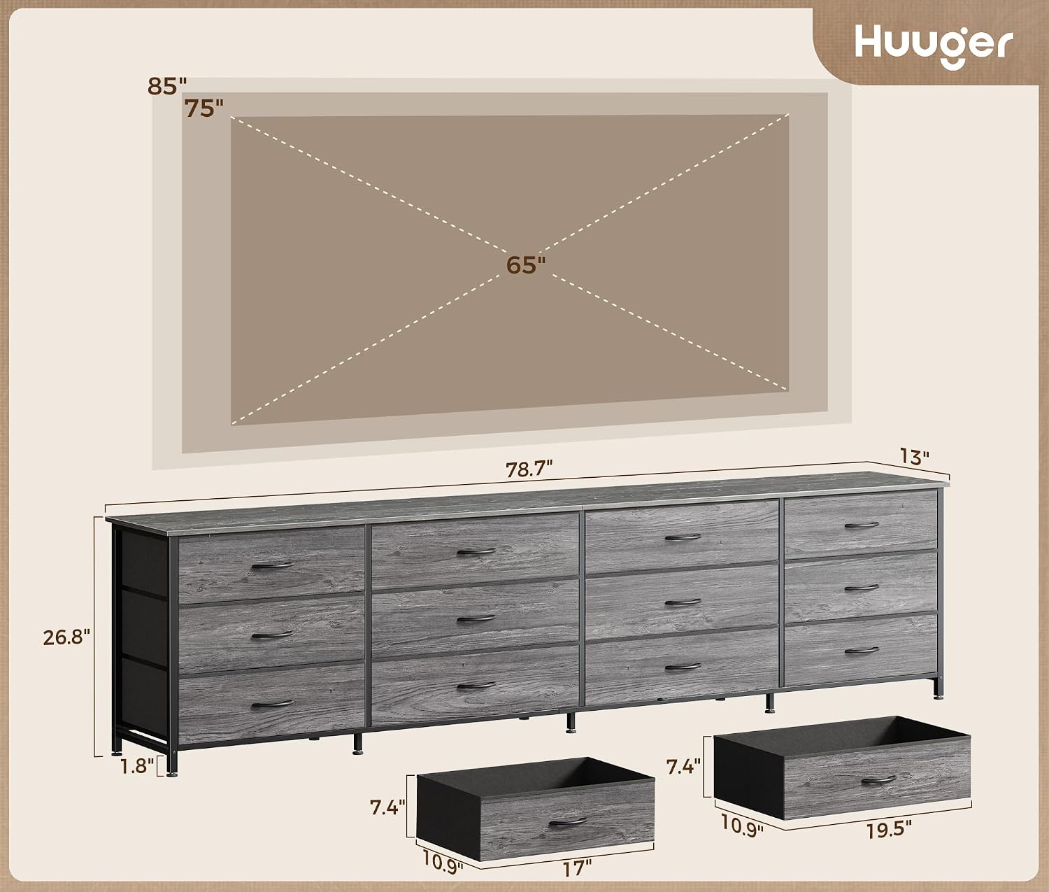 Thumbnail 2 de Huuger Fabric Dresser, 12 Drawers