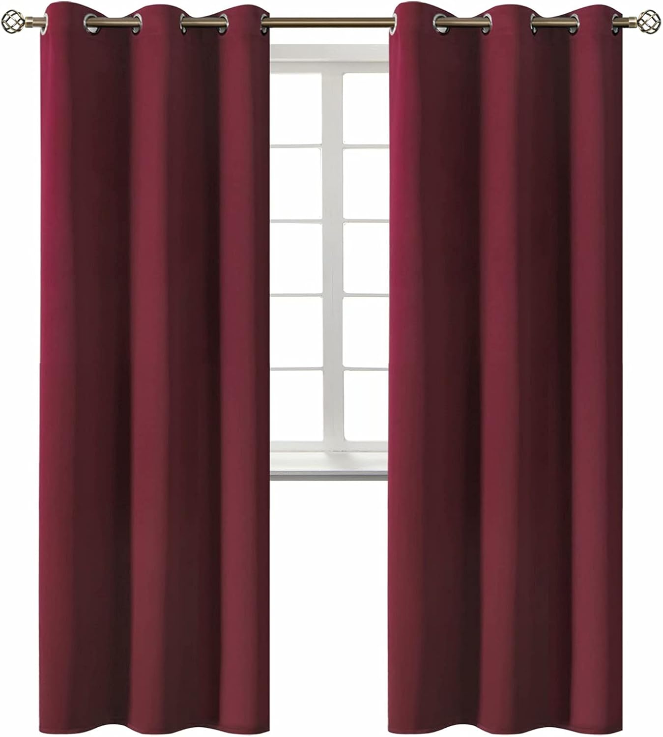 Detalle de BGment 2 Blackout Curtains, Burgundy, 42 x 84 in, Grommet Top, 2 Panels