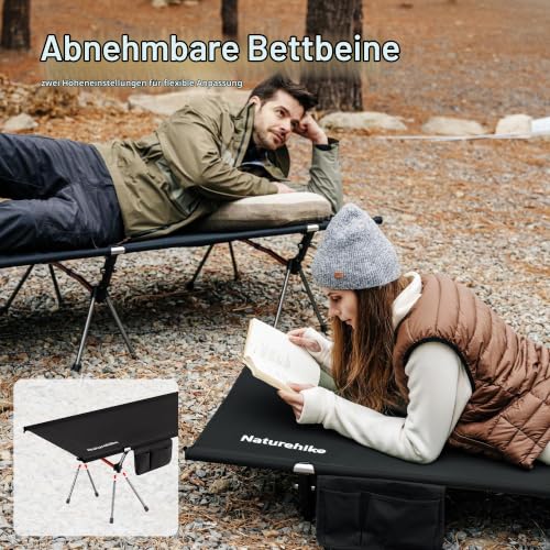 Detalle de Naturehike klappbares Campingbett 190×70 cm – leicht, tragbar und vielseitig