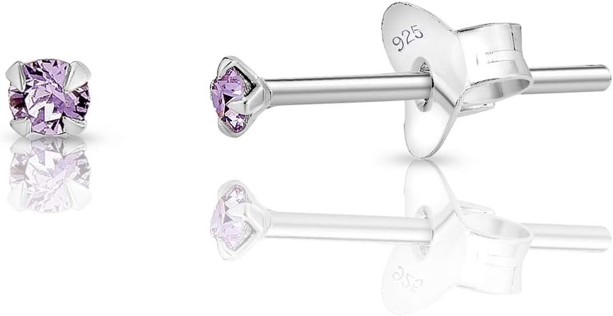 Detalle de DTPsilver WINZIGE Ohrringe 925 Sterling Silber mit Swarovski Elements, 2 mm – winzig subtile Glanzpunkte