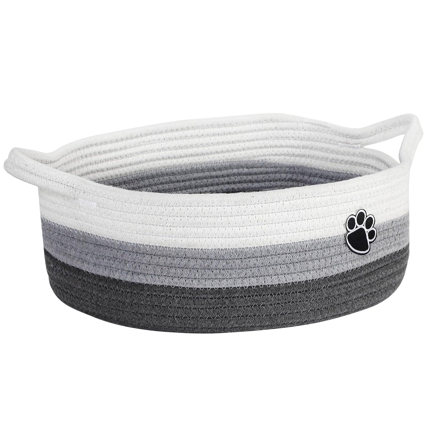Detalle de Optish Woven Dog Toy Basket, 13.5" x 11" x 5", White and Gray