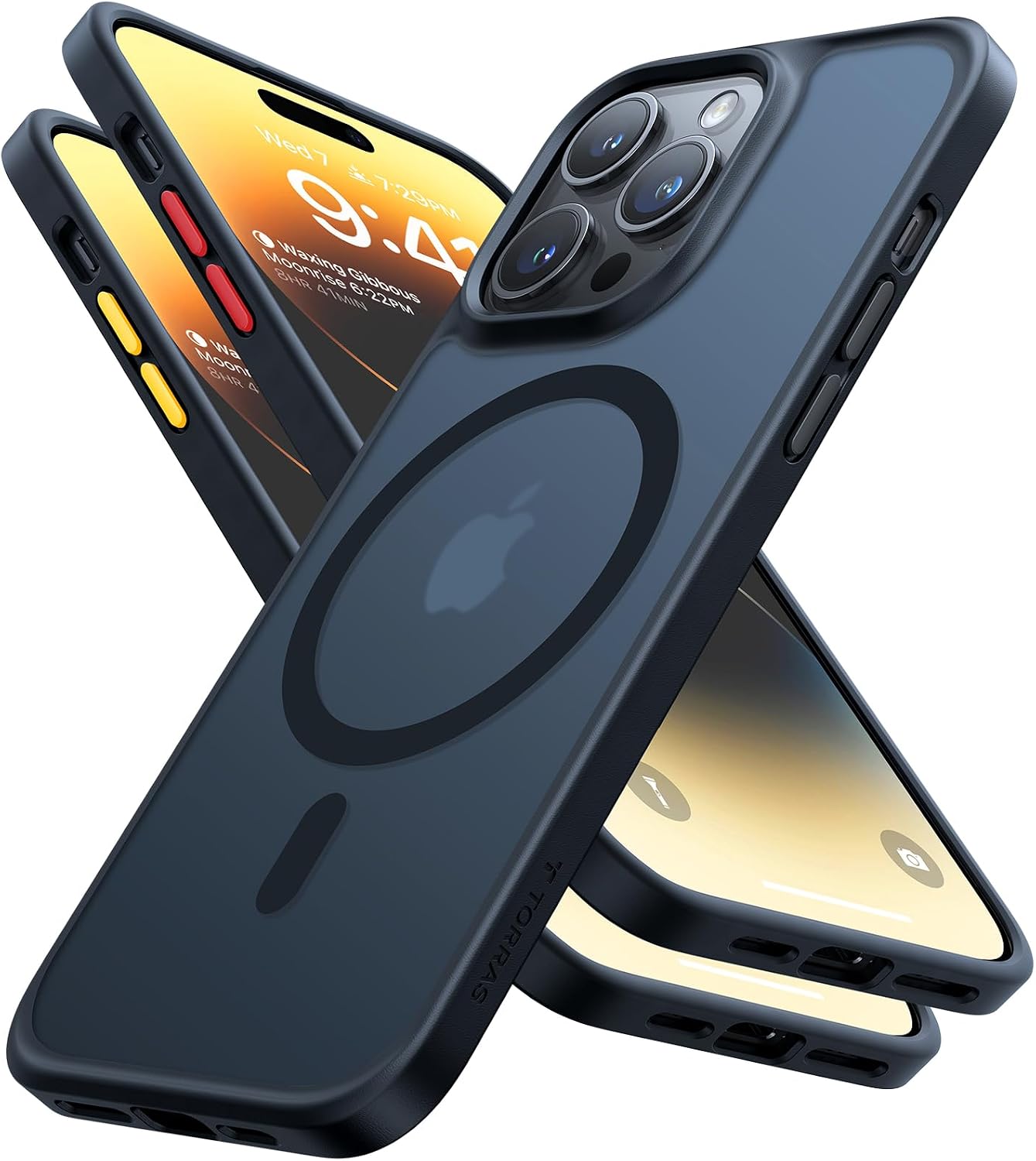 Detalle de TORRAS Stronger Magnetic for iPhone 14 Pro Case with MagSafe, 12 FT Drop Tested (Translucent Back/Black Edge)