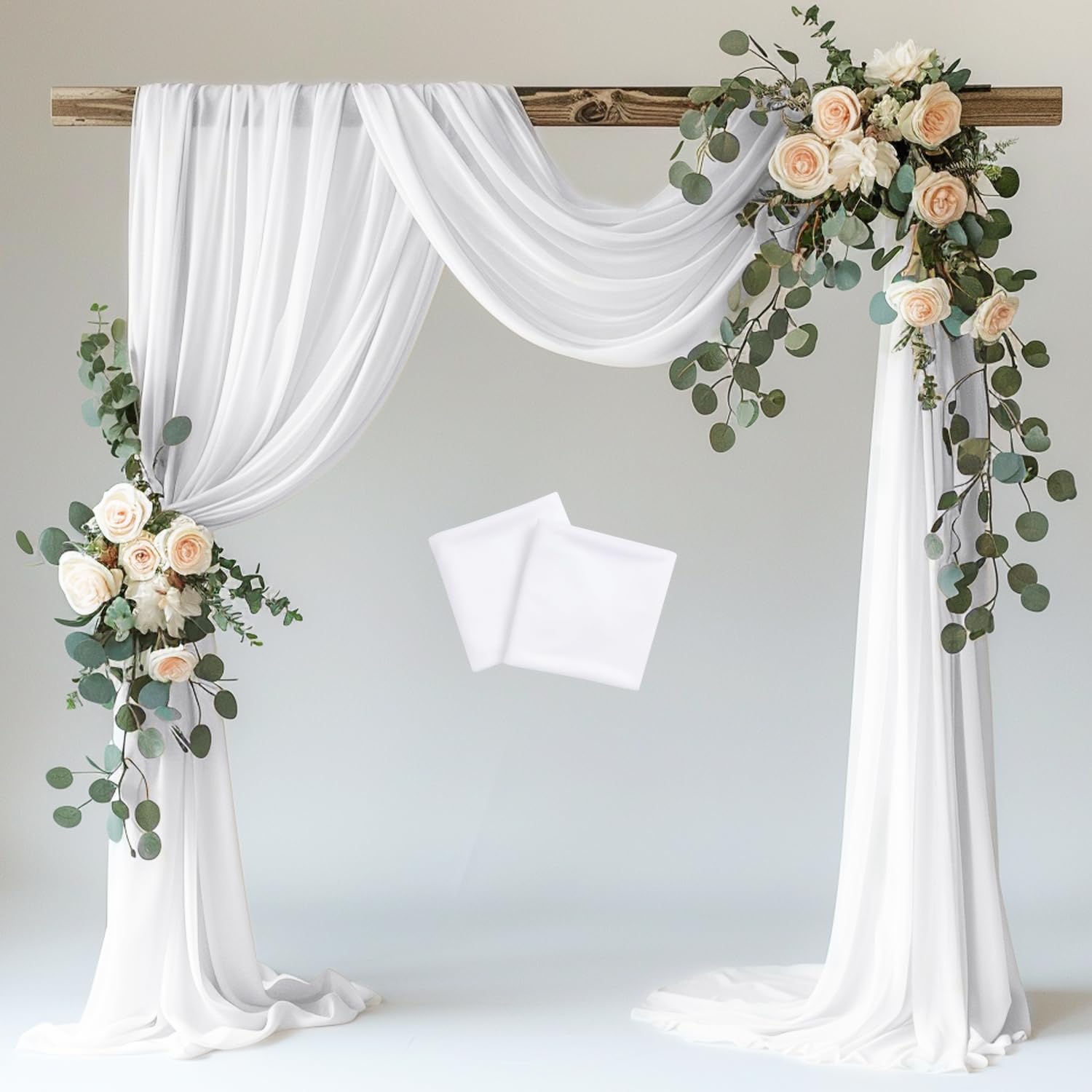 Detalle de Wokceer Draping-2PCS-White-A Wedding Arch Drapes, 28.7 in x 20 ft