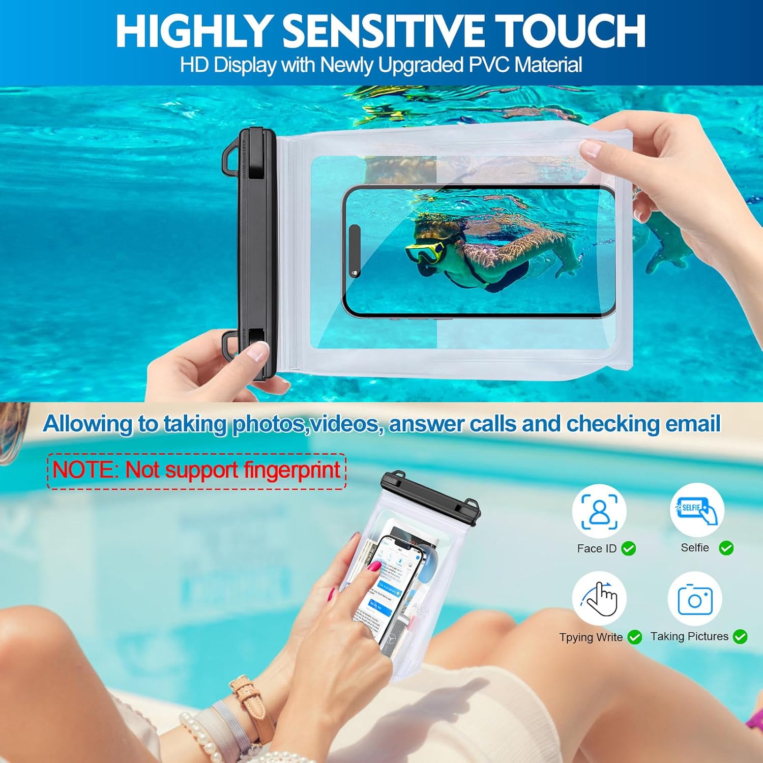 Thumbnail 4 de PEDVSTY Large Waterproof Phone Pouch with Sealing Strip: Floating IPX8 Dry Bag for All Phones