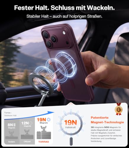 Detalle 2 de TORRAS Guardian-Mag für iPhone 18 Pro Max Hülle MagSafe Case, Burgunder