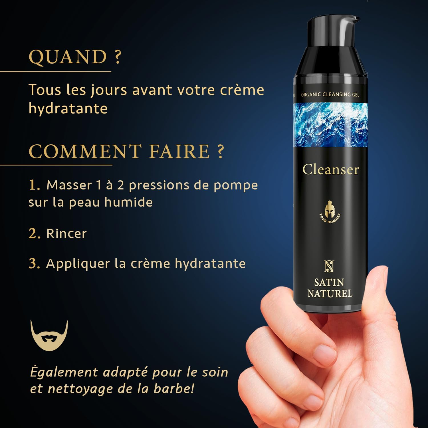 Thumbnail 2 de Satin Naturel Nettoyant Visage Homme Bio à l’Aloe Vera & au Houblon, 75 ml