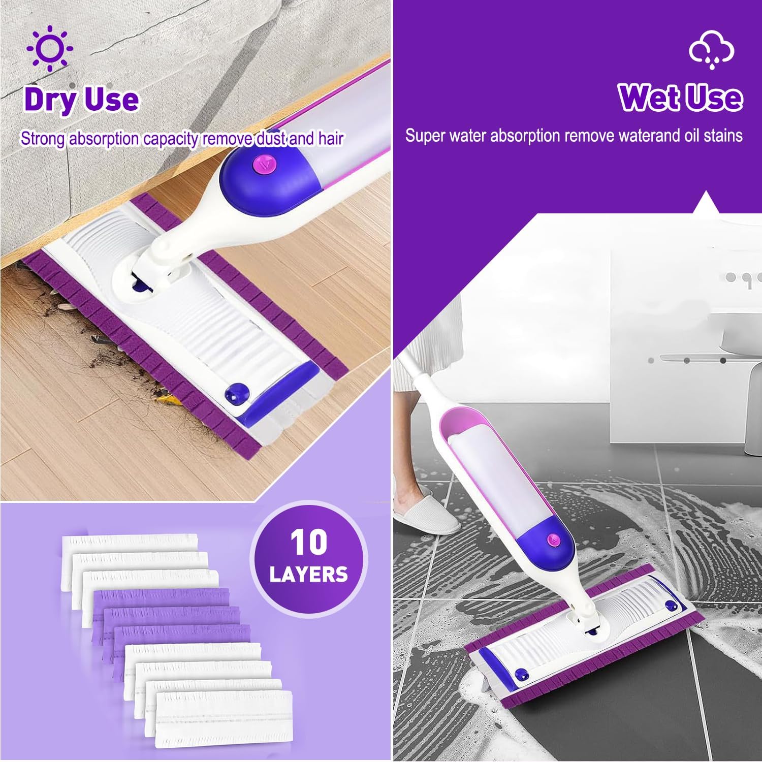 Detalle 2 de SVPSNUMSI Disposable Power Mop Pads, 50 Count, 10-Layer Refills
