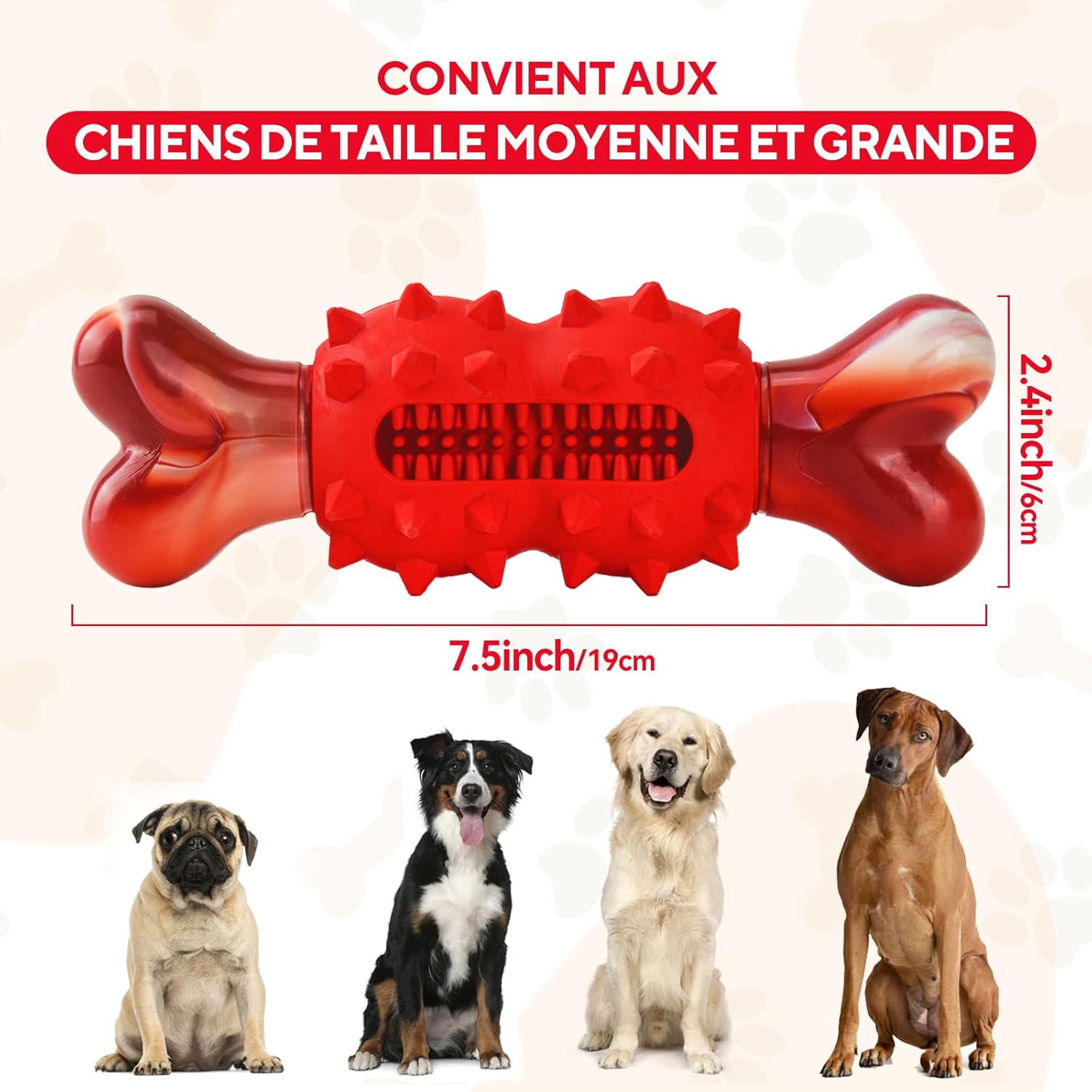 Thumbnail 1 de LIFLIX jouets à mâcher indestructibles en nylon et caoutchouc (forme d’os) pour chiens