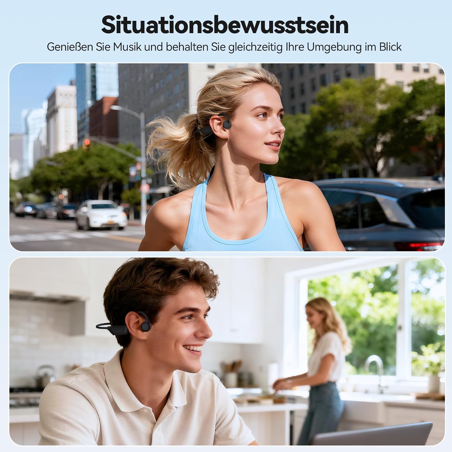 Thumbnail 6 de TECKNET Knochenschall Kopfhörer Bluetooth – Open-Ear Bone Conduction mit 10 h Akku, IPX5, Mikrofon, Schwarz