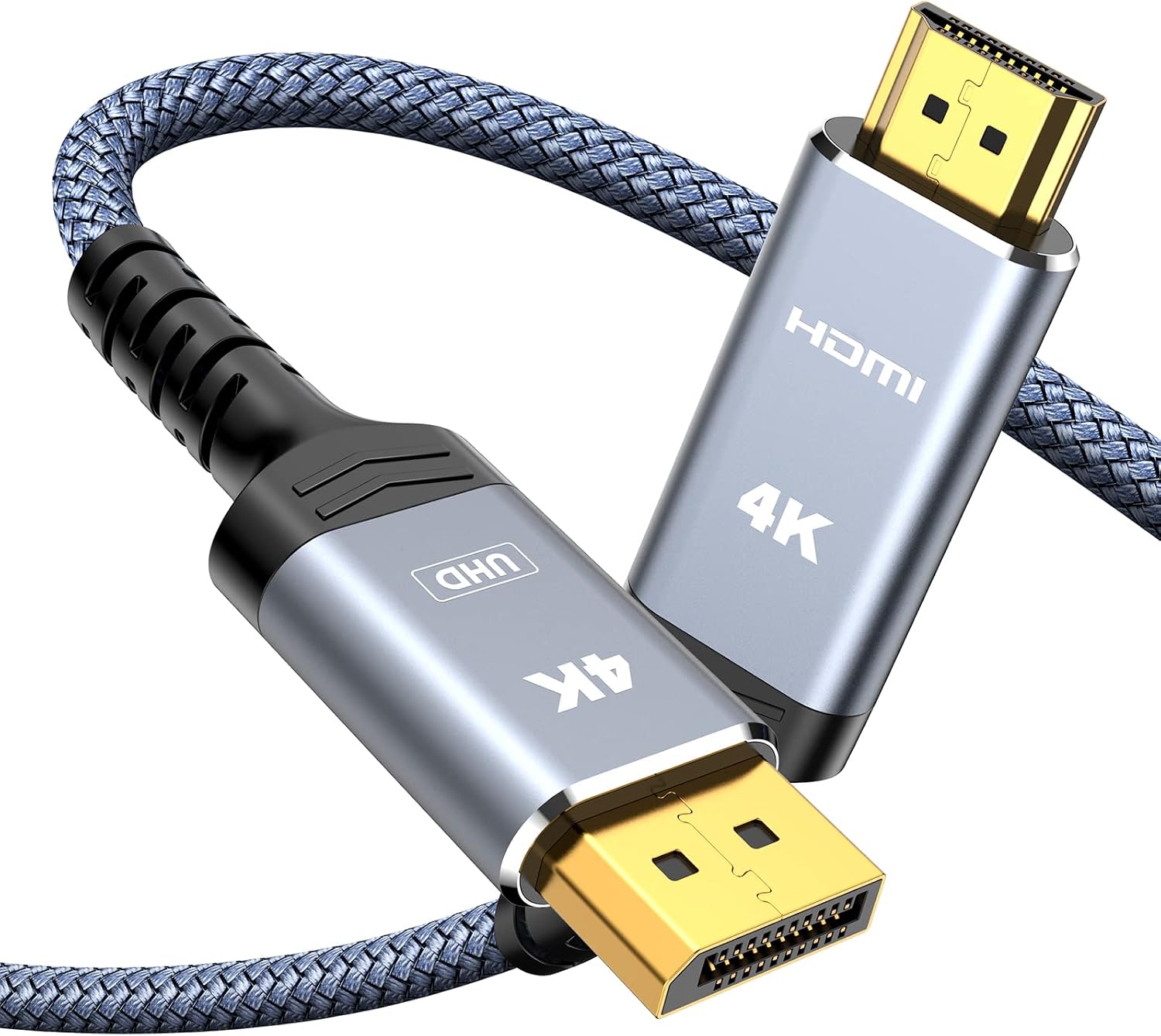 Detalle de Highwings DisplayPort-zu-HDMI-Kabel (4K, 1 m) – unidirektional für Monitor, TV, Projektor, Laptop & PC