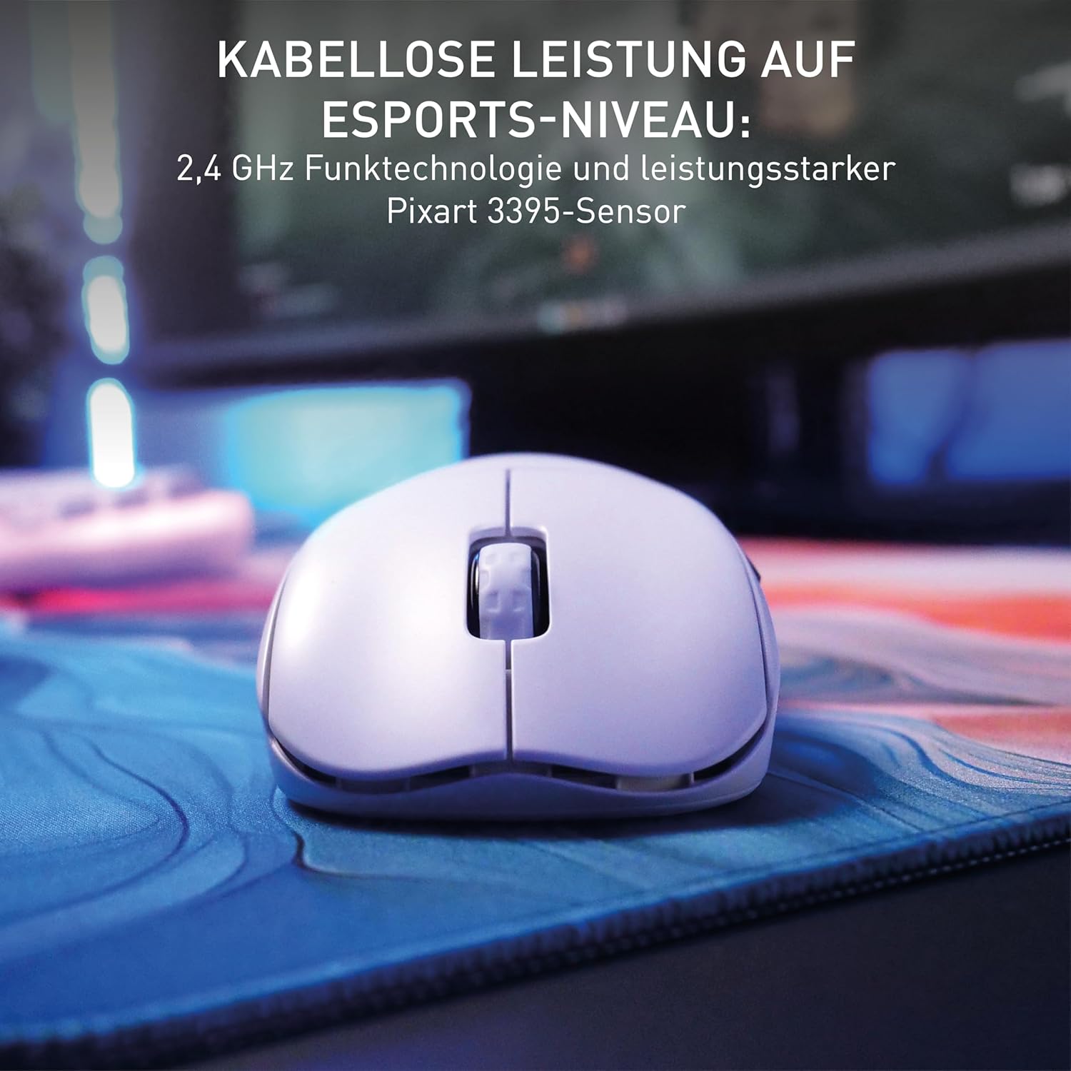 Detalle de CHERRY XTRFY M68 Pro Wireless – ultraschnelle kabellose Gaming-Maus (Weiß, 55 g)