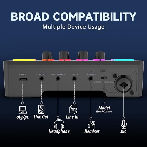 Detalle 2 de FIFINE Gaming Audio Mixer PC – Mélangeur USB/XLR avec Carte Son et FX pour Streaming