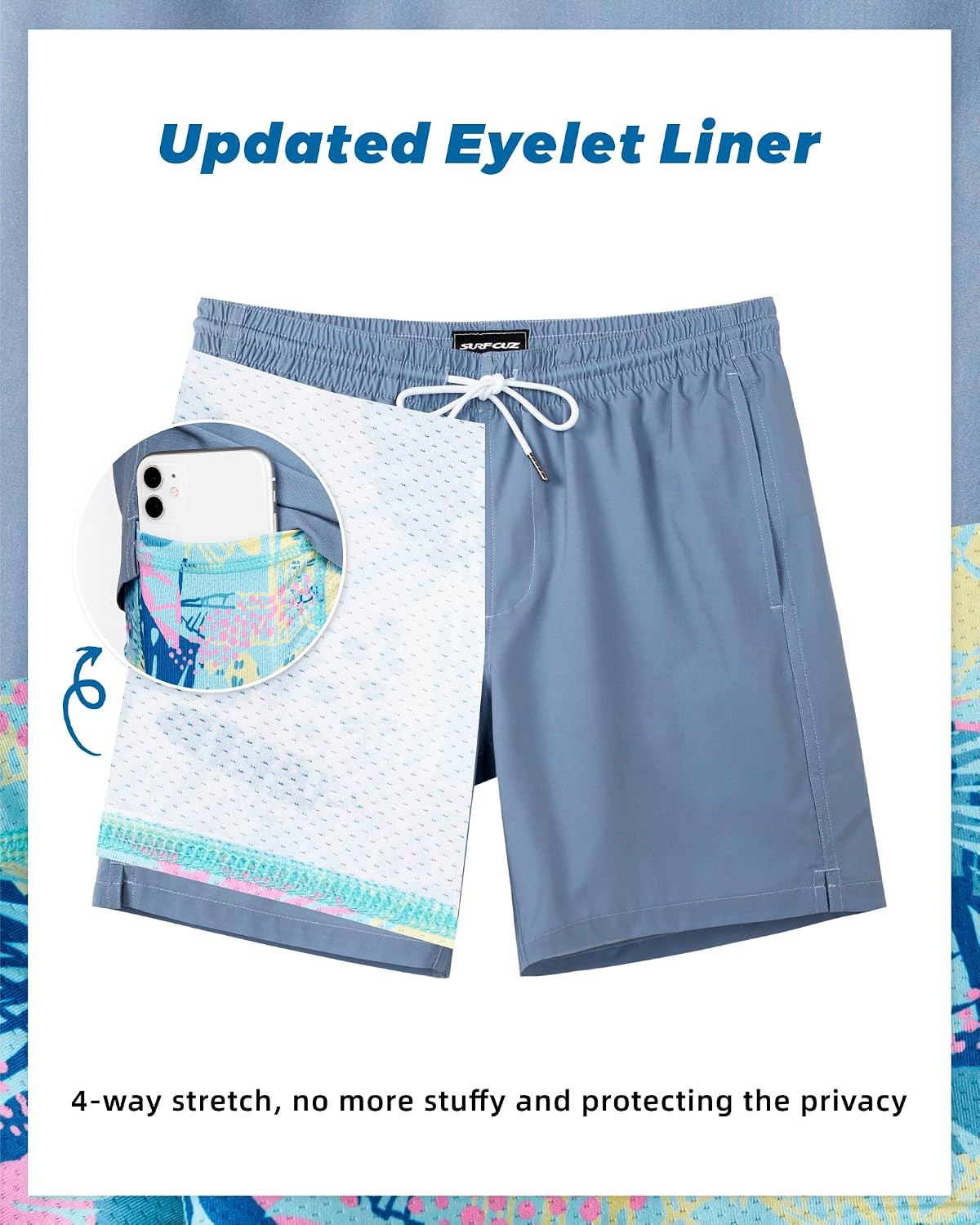 Thumbnail 3 de SURF CUZ Men's Swim Trunks with Compression Liner — 7" Inseam Quick-Dry Stretch Board Shorts