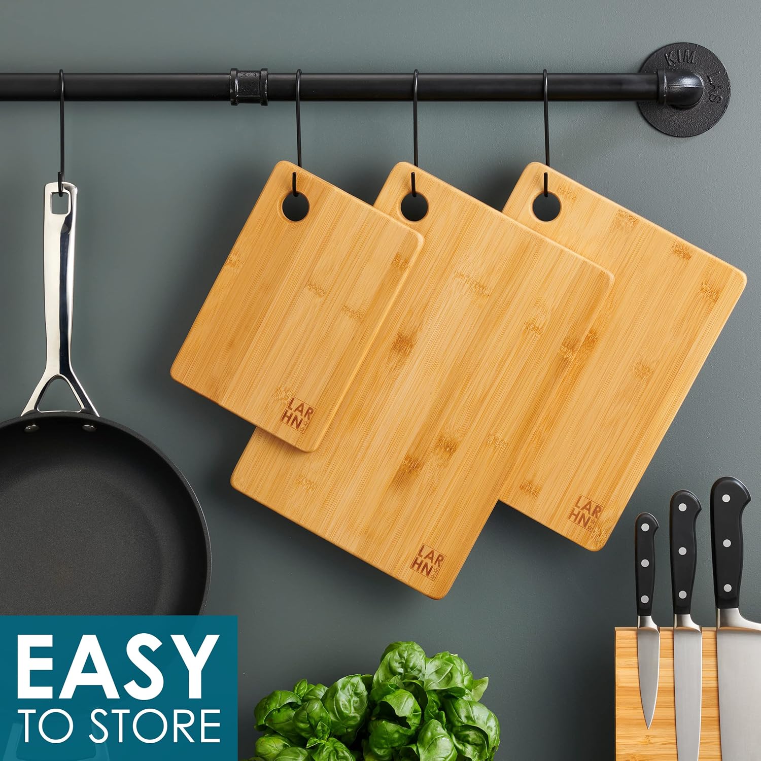 Thumbnail 4 de LARHN Premium Extra-Thick Bamboo Chopping Boards Set (3-piece)