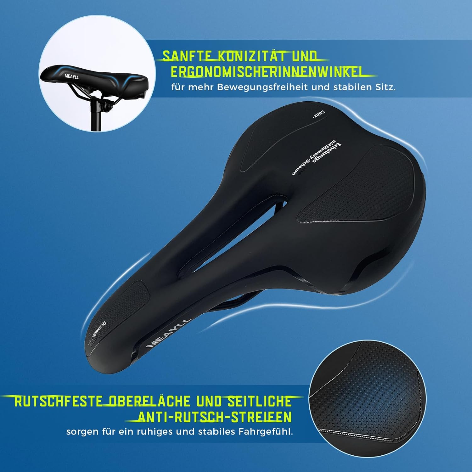 Thumbnail 3 de Fahrradsattel Herren & Damen Bequem Weich – 2026 Ergonomischer Sattel mit Memory Foam, kompatibel mit MTB, Rennrad und längeren Touren