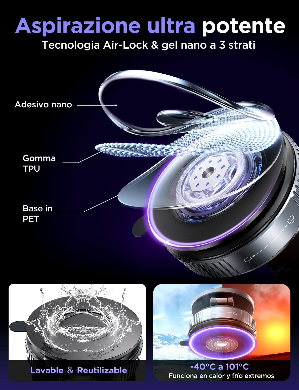 Thumbnail 2 de MSXTTLY Vmag‑S2 Supporto auto magnetico 360° per iPhone 17–12 Pro Max