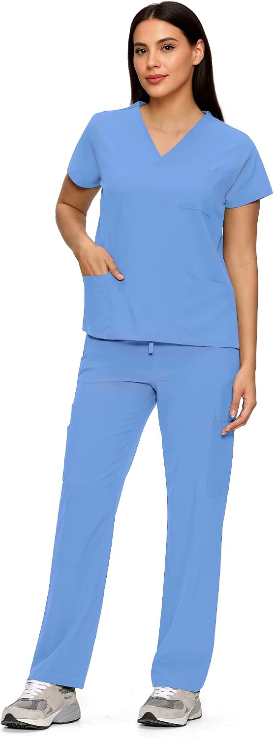 Thumbnail 5 de floralhue Women's Scrub Set with 11 Pockets, V-Neck Top and Straight-Leg Pants