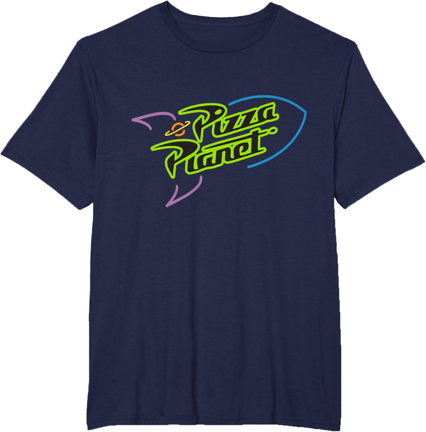Detalle 2 de Disney Pixar Toy Story Pizza Planet, Astronave Neon - T-shirt leggera con grafica originale