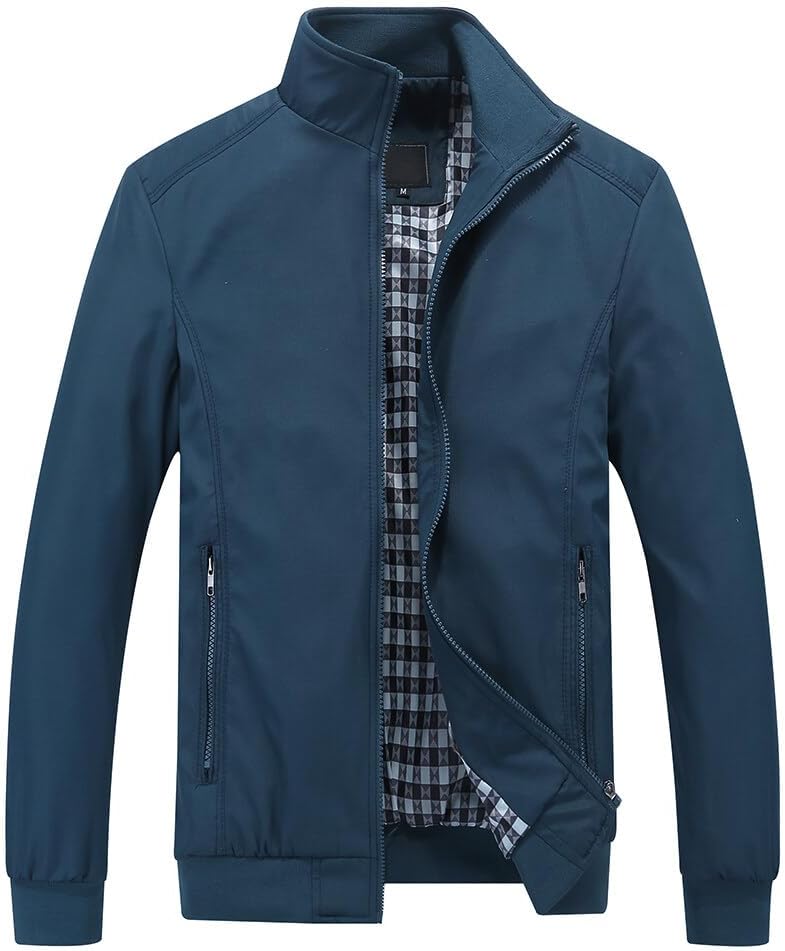 Thumbnail 6 de YOUTHUP Herren Leichte Freizeit-Übergangsjacke im Bomberjacke-Stil mit Umlegekragen