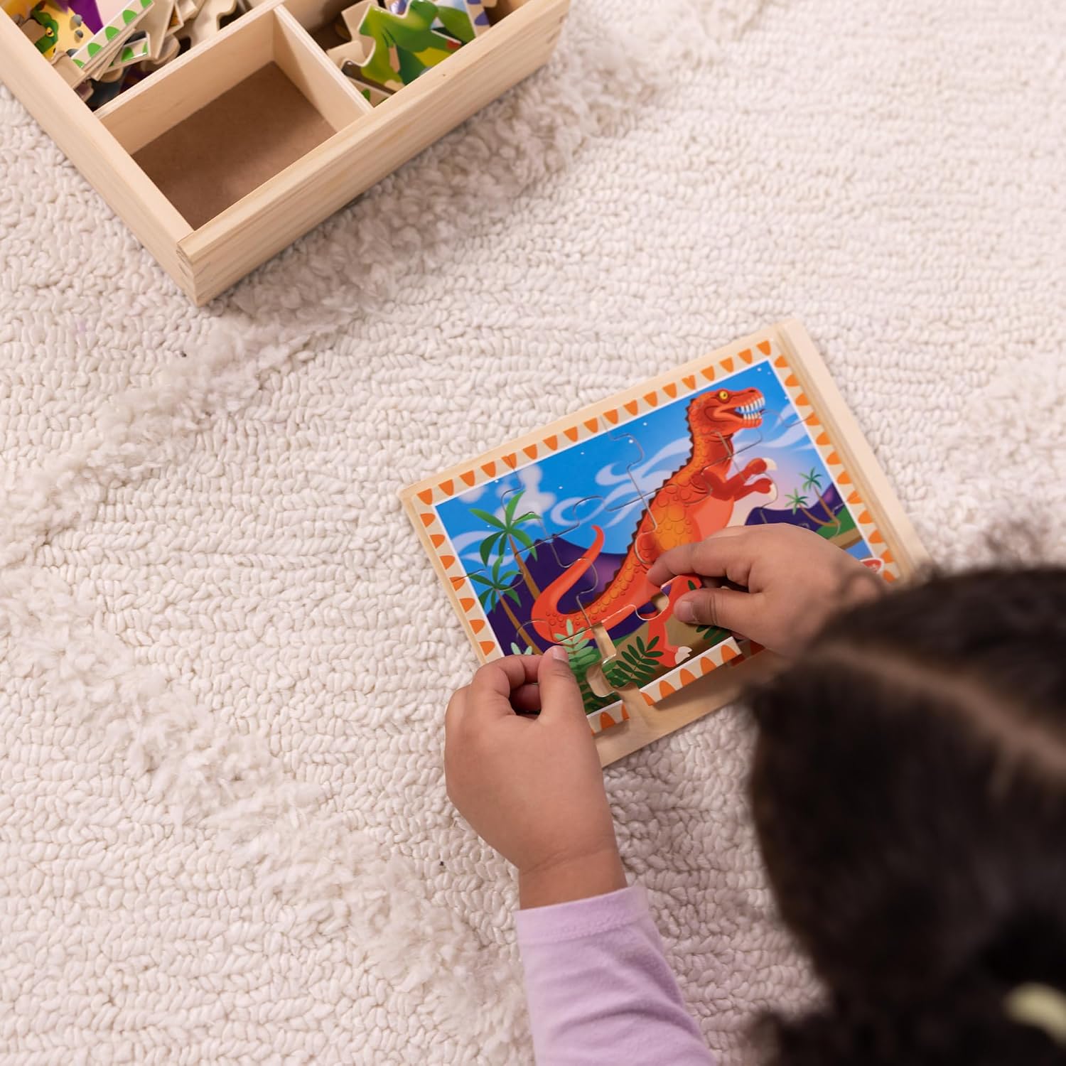 Thumbnail 1 de Melissa & Doug 13791 Dinosaurs Puzzles in a Box (wooden toy) – 4 dinosaur puzzles for ages 3+
