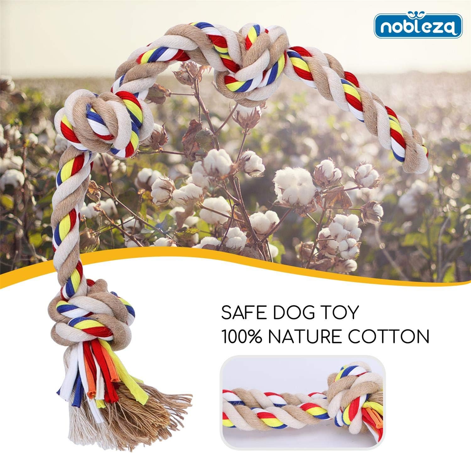 Thumbnail 2 de Nobleza corde de jouet pour chien 100% coton (beige et marron) – corde à mâcher résistante