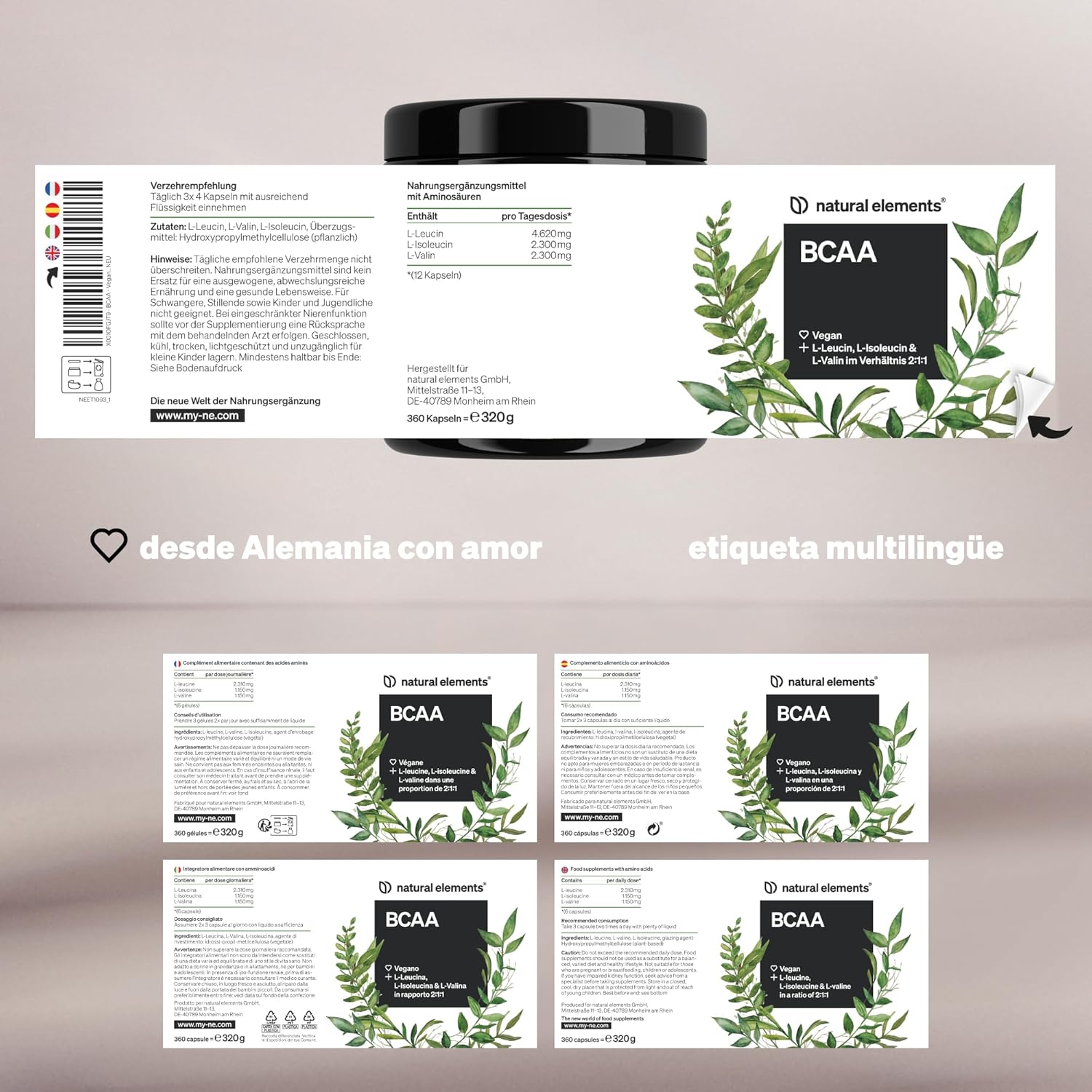 Thumbnail 5 de BCAA Veganos 360 Cápsulas - Aminoácidos Esenciales 💪