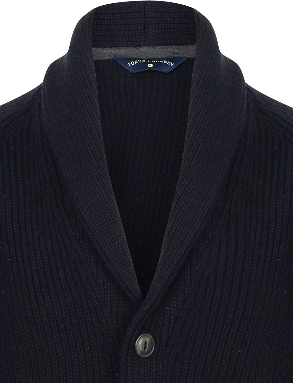Detalle de Tokyo Laundry Men’s Knitted Shawl Neck Cardigan – ribbed knit warmth with 5-button front