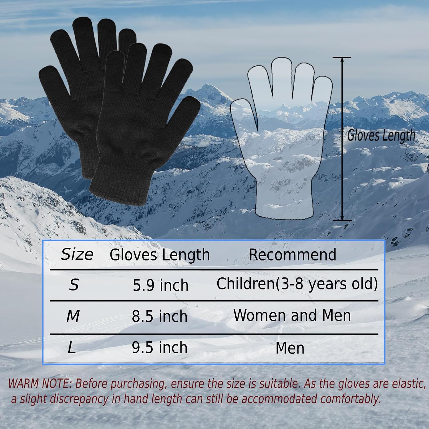 Thumbnail 1 de SILEDGN Acrylic Knit Winter Gloves