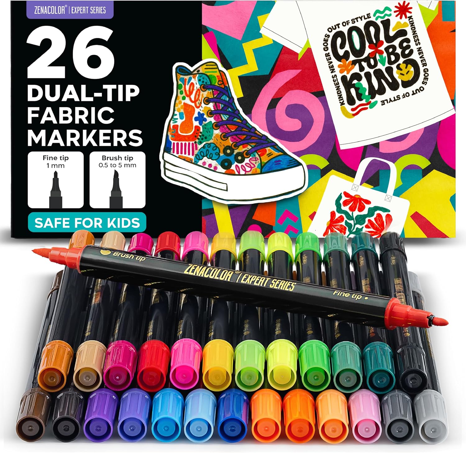 Zenacolor Fabric Markers, 26 Colors