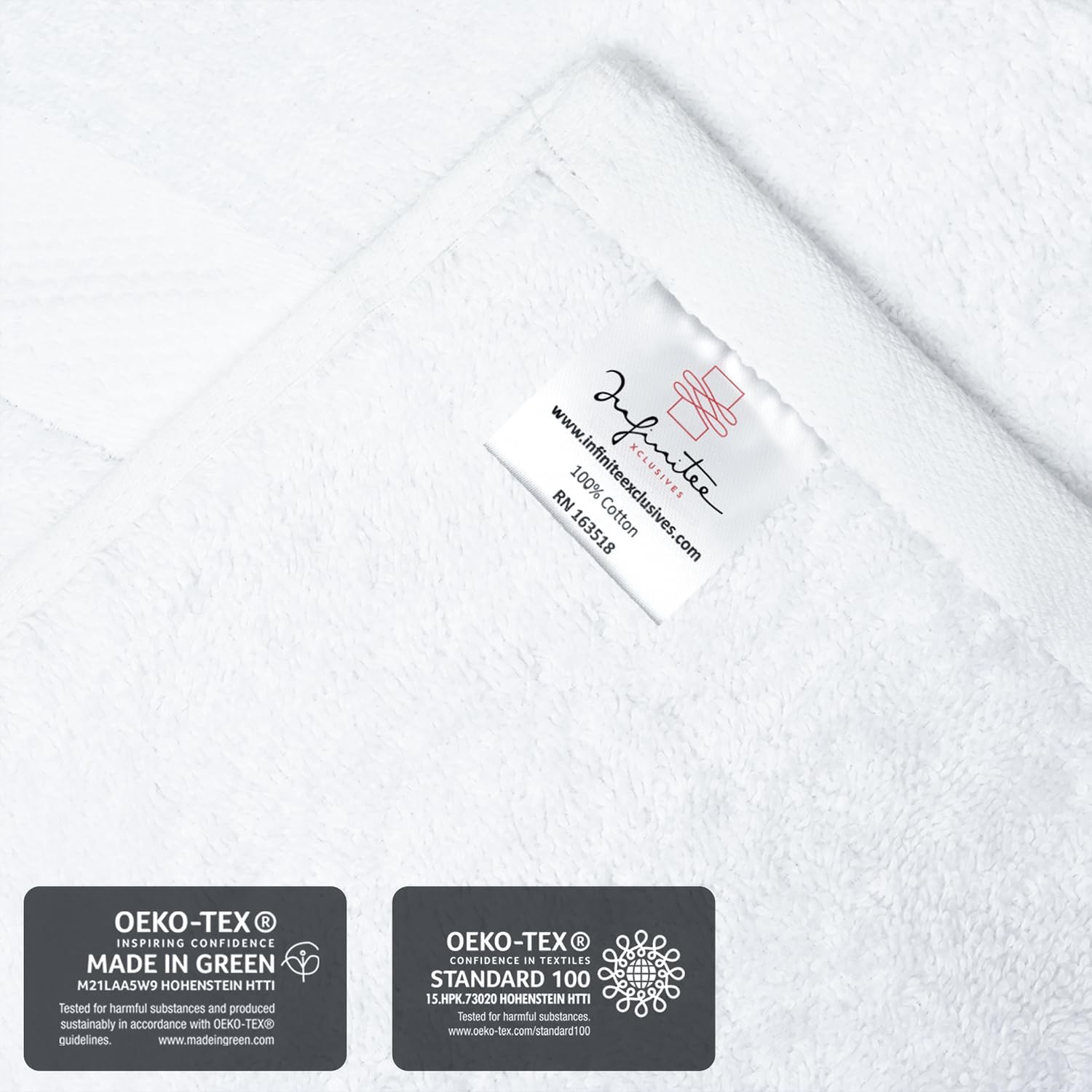 Detalle 1 de Infinitee Xclusives 100% Cotton Hand Towels, Set of 6, 16 x 28 Inches, 600 GSM