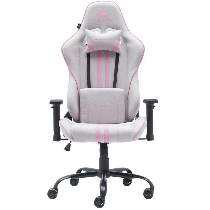 Detalle de Newskill Kitsune V2: Silla Gaming Tela Transpirable con Estructura de Acero (Blanca-Rosa)