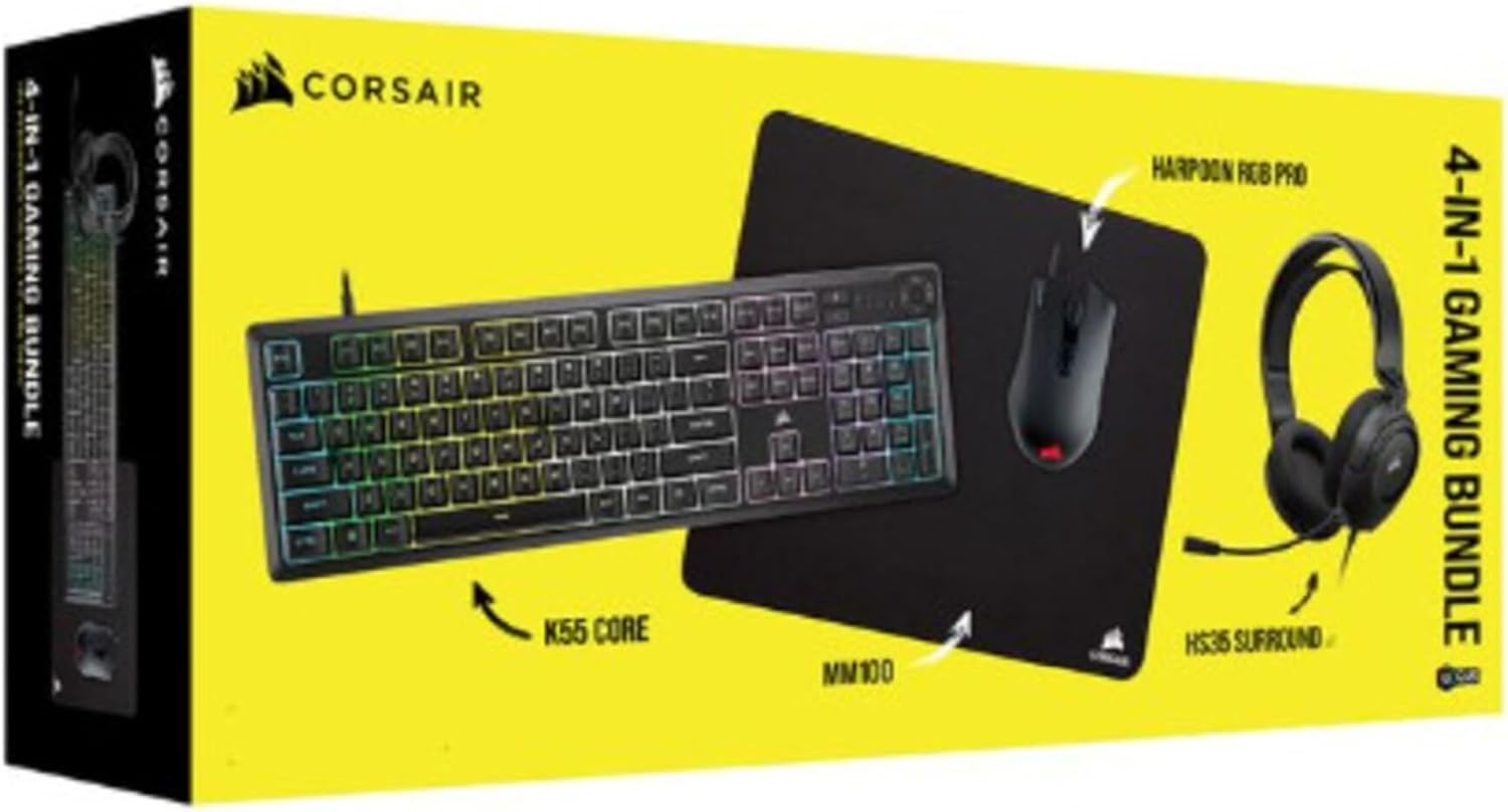 Thumbnail 4 de CORSAIR K55 CORE Tastiera + Harpoon RGB PRO Mouse + HS35 v2 Surround + MM100 Pacchetto gaming