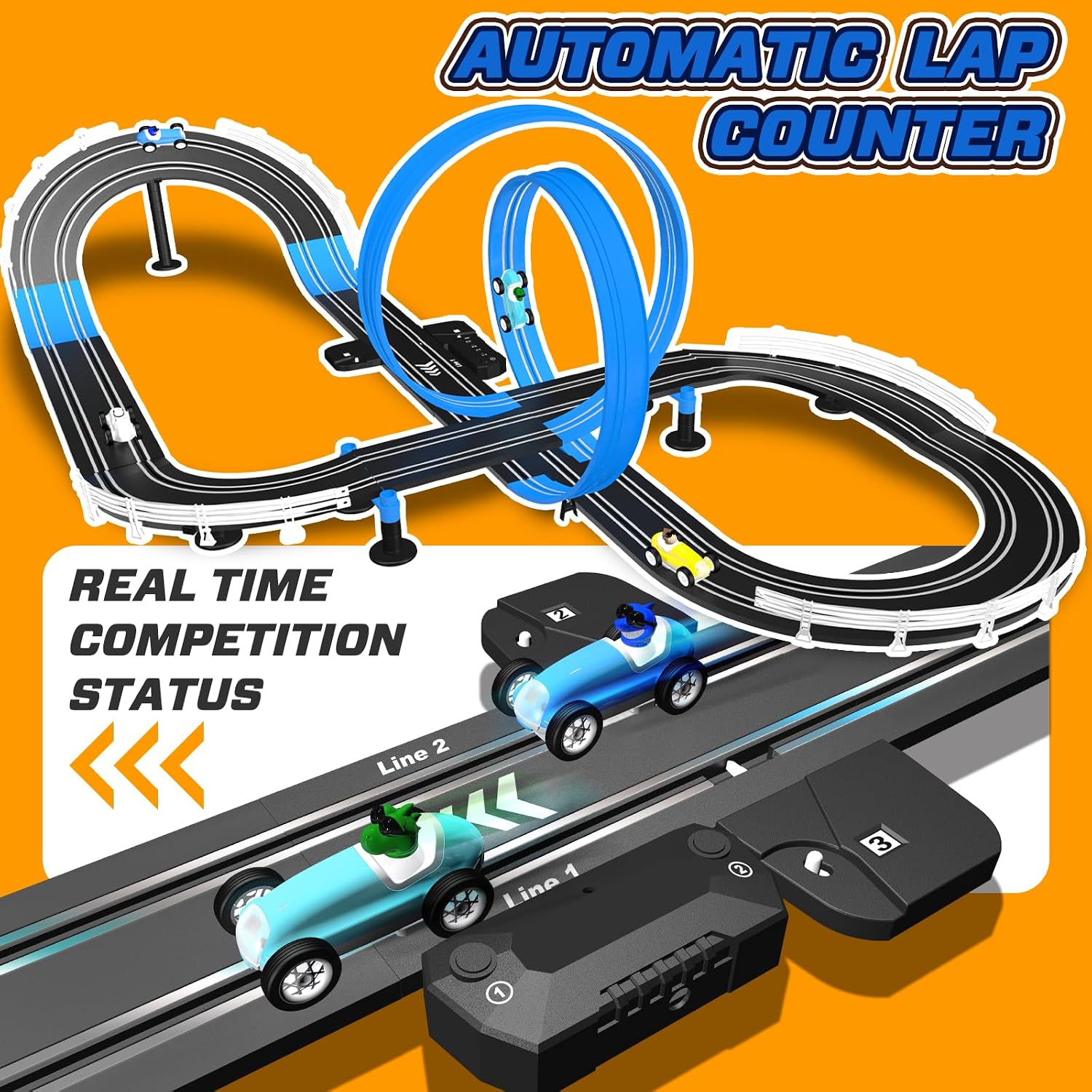 Thumbnail 6 de AGM MASTECH MR-20 Crazy-Loop Slot Car Track with 360° Loop and LED Cars