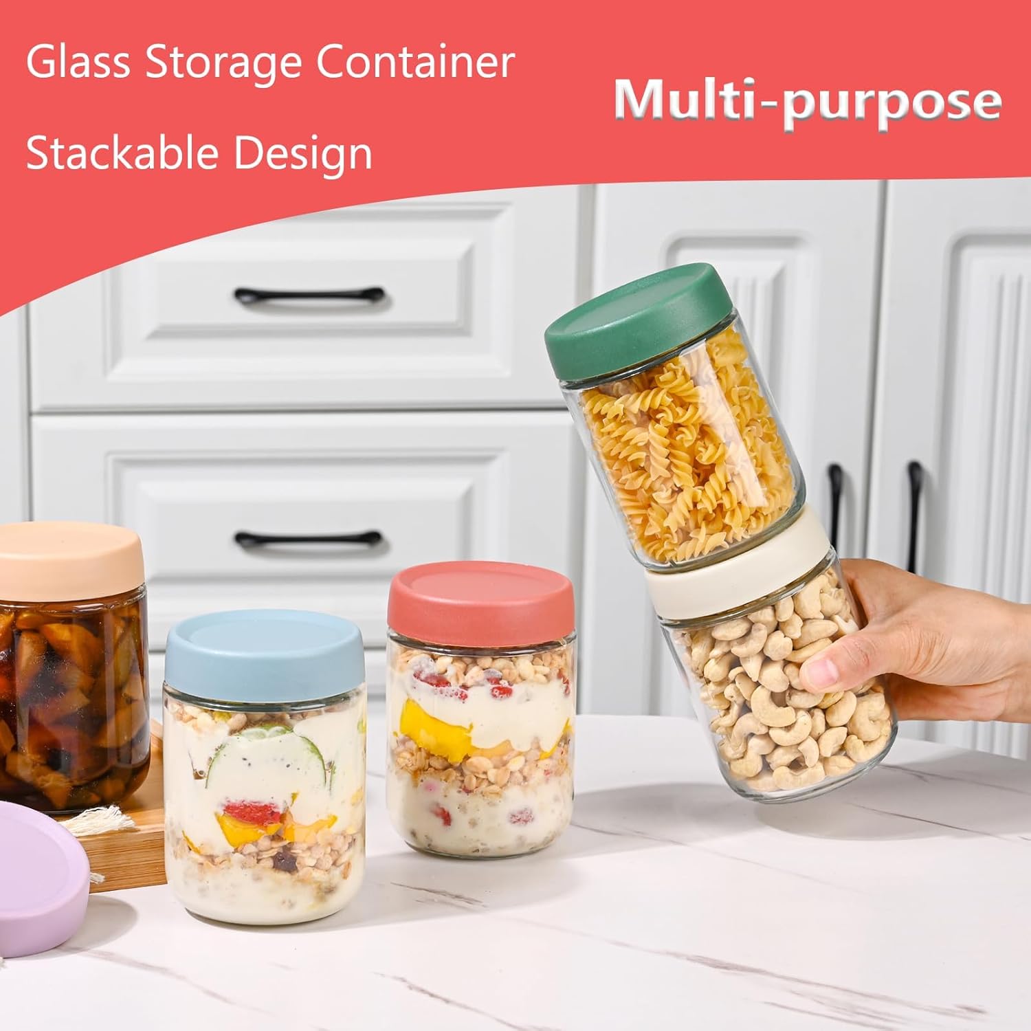 Thumbnail 4 de Artcochan Overnight Oats Jars with Lids, 16 oz Glass Mason Jars (6 Pack) – Airtight, Sturdy & Versatile