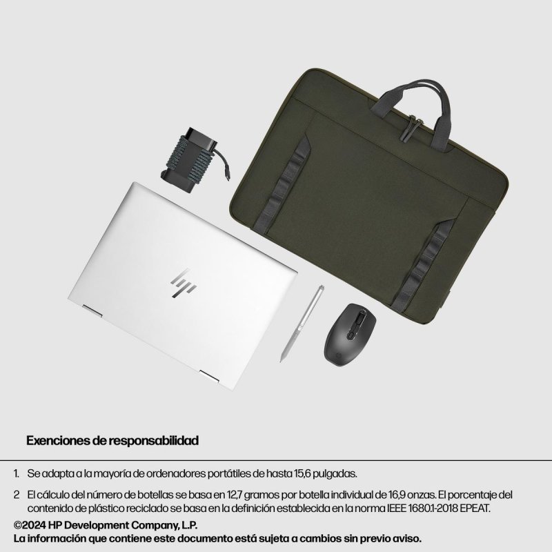 Detalle de Funda portátil HP Modular 15,6" verde/gris impermeable con asas y correa